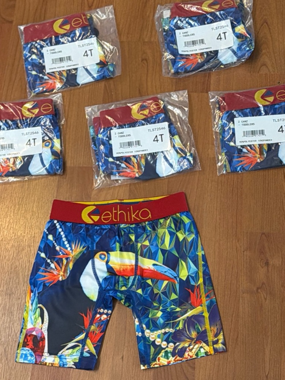 ethika Kids 4T Blue Toucan Tropical Print Stretch underwear - Picture 2 of 2
